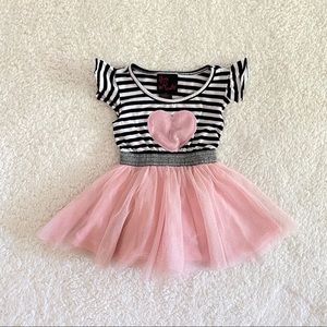 Striped heart pink tutu style 12m baby girl dress